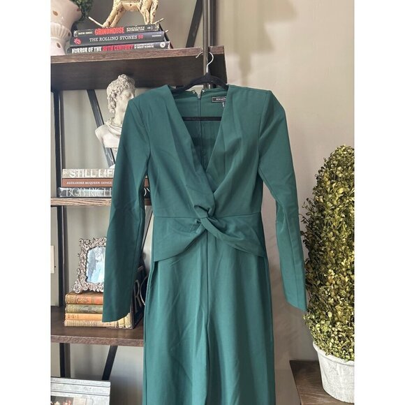BCBGMAXAZRIA Fulton Twist Front Wide Leg Jumpsuit Ponderosa Pine Womens Size 0 - Picture 6 of 9